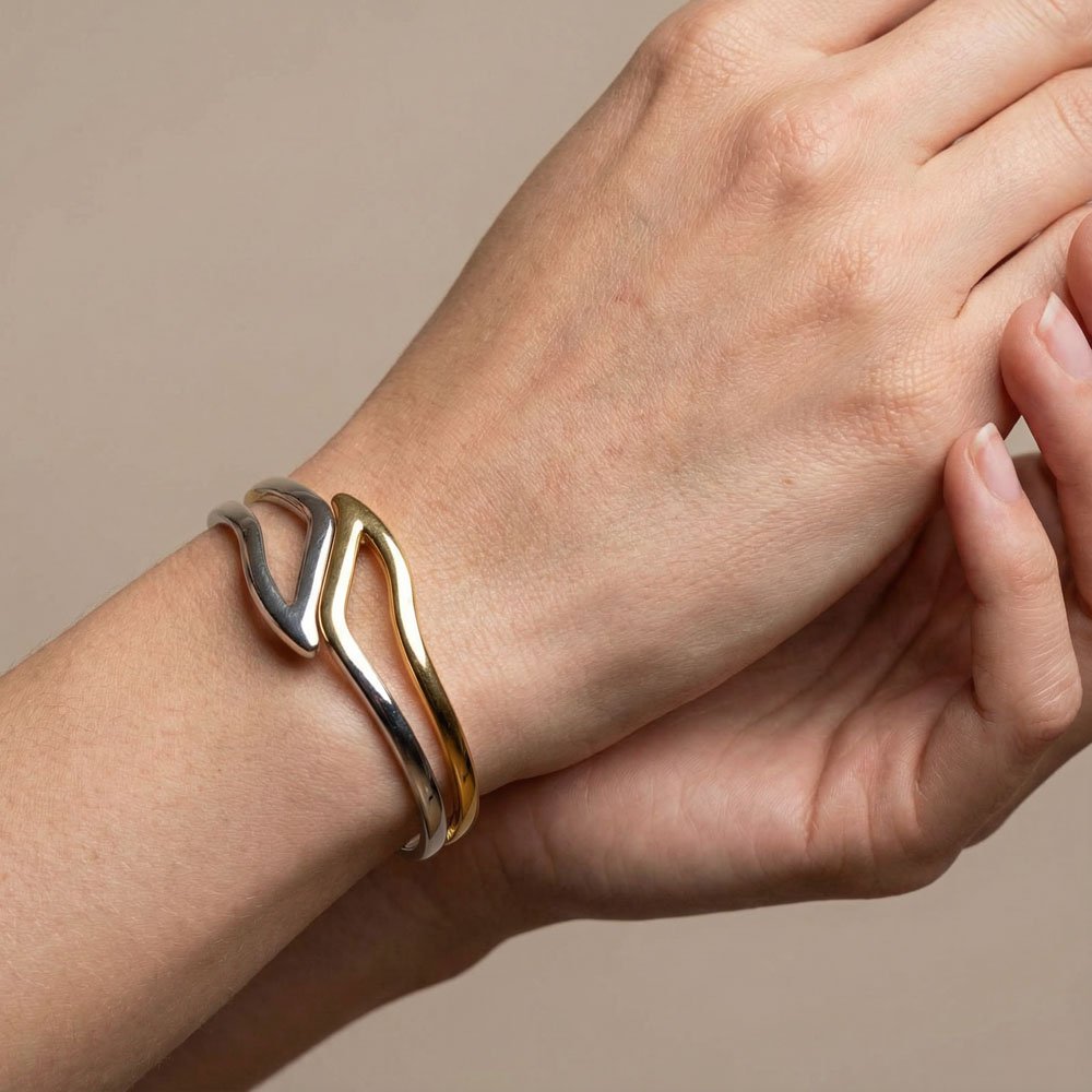 Coshe.gr -%wc_product_cat% Βραχιόλι Χρυσό- Ασημένιο Cuff Solara - Image 2