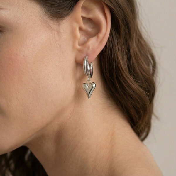 Alternative view of Σκουλαρίκια Ασημένια Heartless