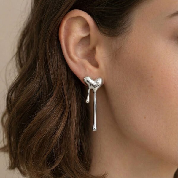 Alternative view of Σκουλαρίκια Aσημένια Melt heart