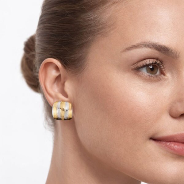 Alternative view of Σκουλαρίκια Χρυσά Ασημένια Vintage Square