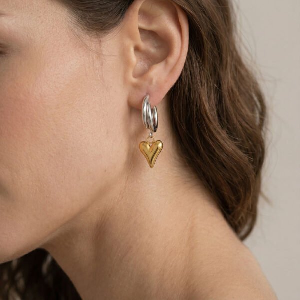 Alternative view of Σκουλαρίκια Χρυσά- ασημένια Heartless