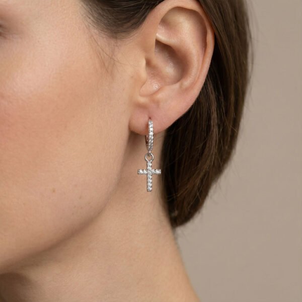 Alternative view of Σκουλαρίκια Ασημένια Crosses Silver