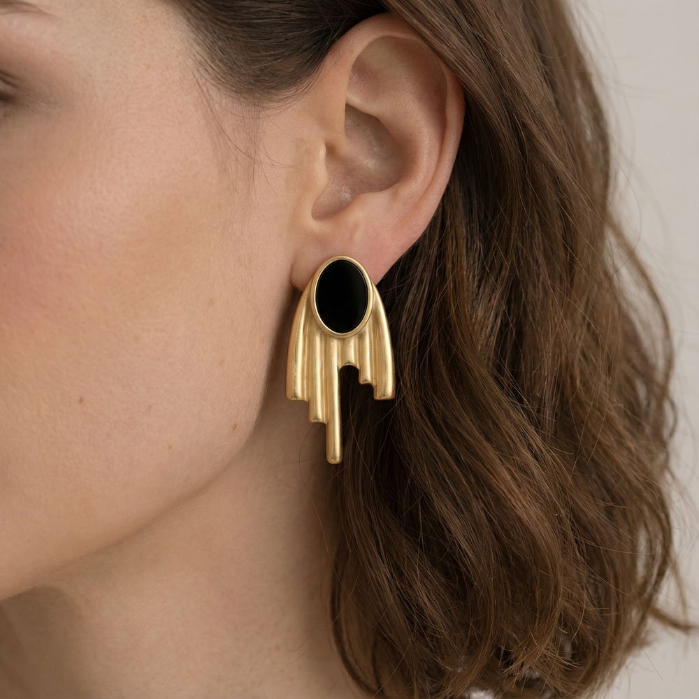 Coshe.gr -%wc_product_cat% Σκουλαρίκια Χρυσά Black Eye - Image 2