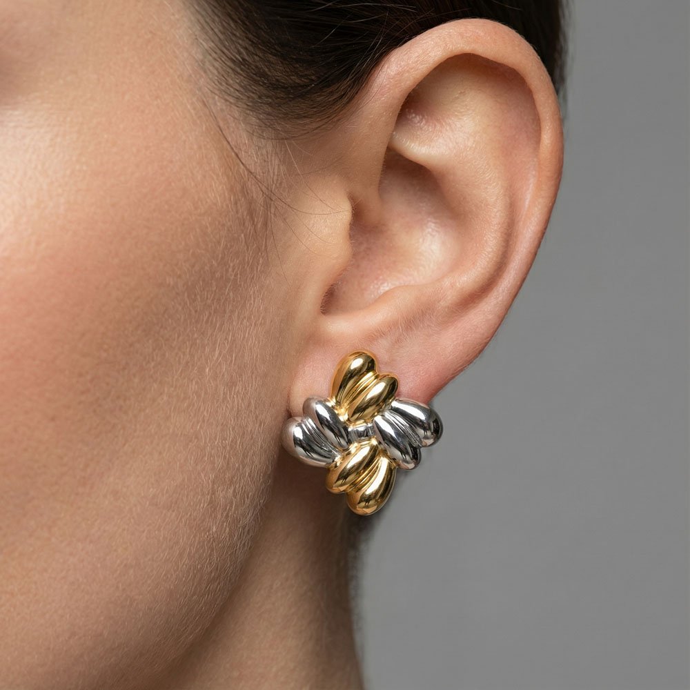 Coshe.gr -%wc_product_cat% Σκουλαρίκια Χρυσά-Ασημένια Doris Mix - Image 2