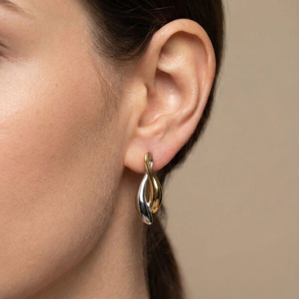 Alternative view of Σκουλαρίκια Χρυσά-ασημένια Kauai