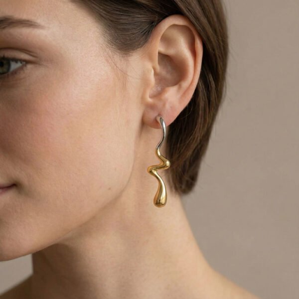 Alternative view of Σκουλαρίκια Χρυσά- ασημένια Bramble