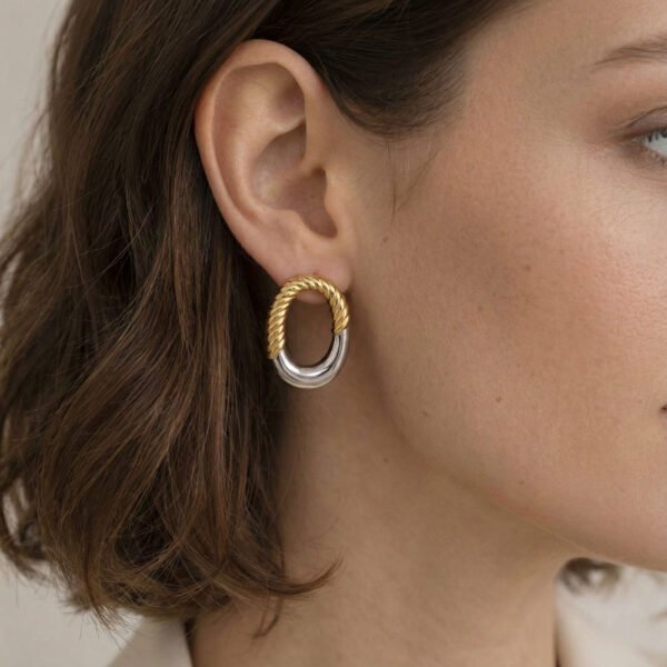 Alternative view of Σκουλαρίκια Χρυσά-Ασημένια Bay