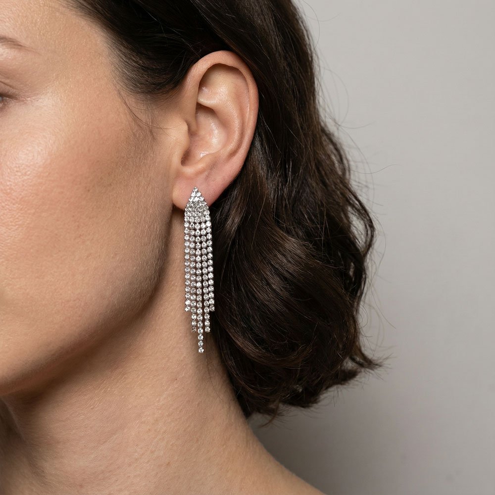 Coshe.gr -%wc_product_cat% Σκουλαρίκια Ασημένια Riviera με λευκά ζιργκόν - Image 2