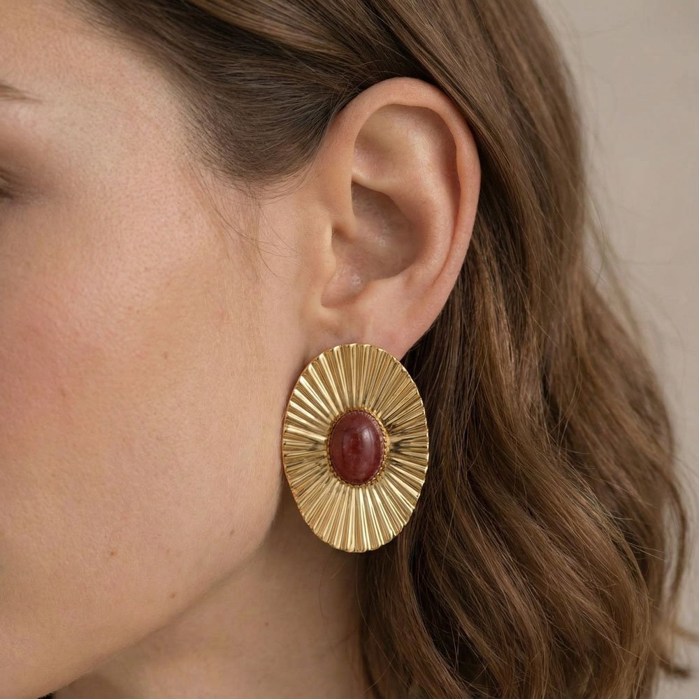 Coshe.gr -%wc_product_cat% Σκουλαρίκια Χρυσά Red Lamer - Image 2