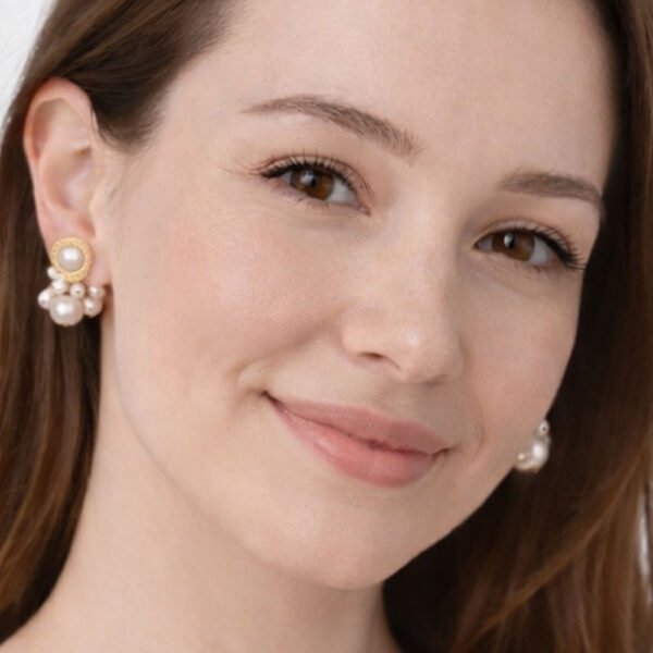 Alternative view of Σκουλαρίκια Χρυσά με πέρλες Blossom