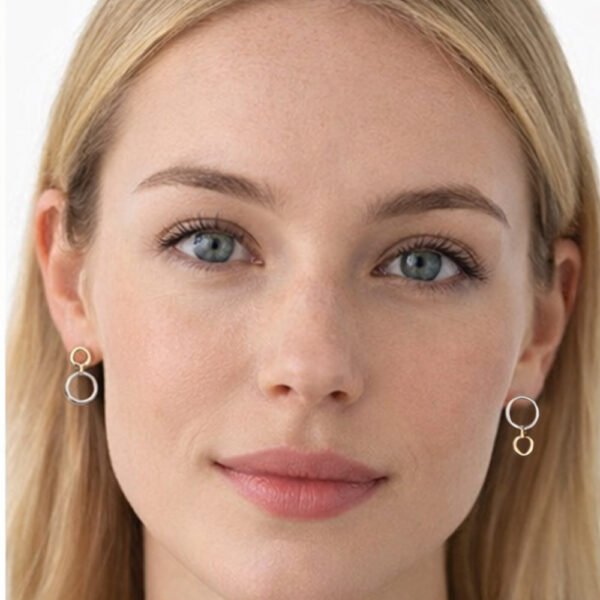 Alternative view of Σκουλαρίκια Χρυσά- Ασημένια Charming Circles