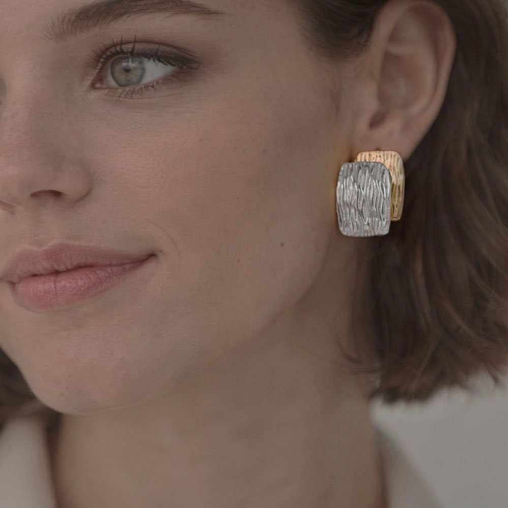 Coshe.gr -%wc_product_cat% Σκουλαρίκια Χρυσά - Ασημένια Statement GS - Image 2