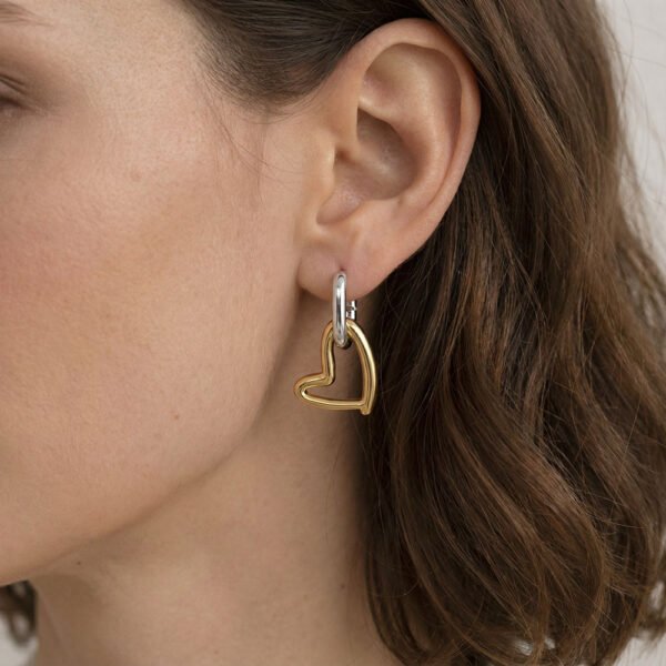 Coshe.gr -%wc_product_cat% Alternative view of Σκουλαρίκια Χρυσά-Ασημένια Golden Heartbeat