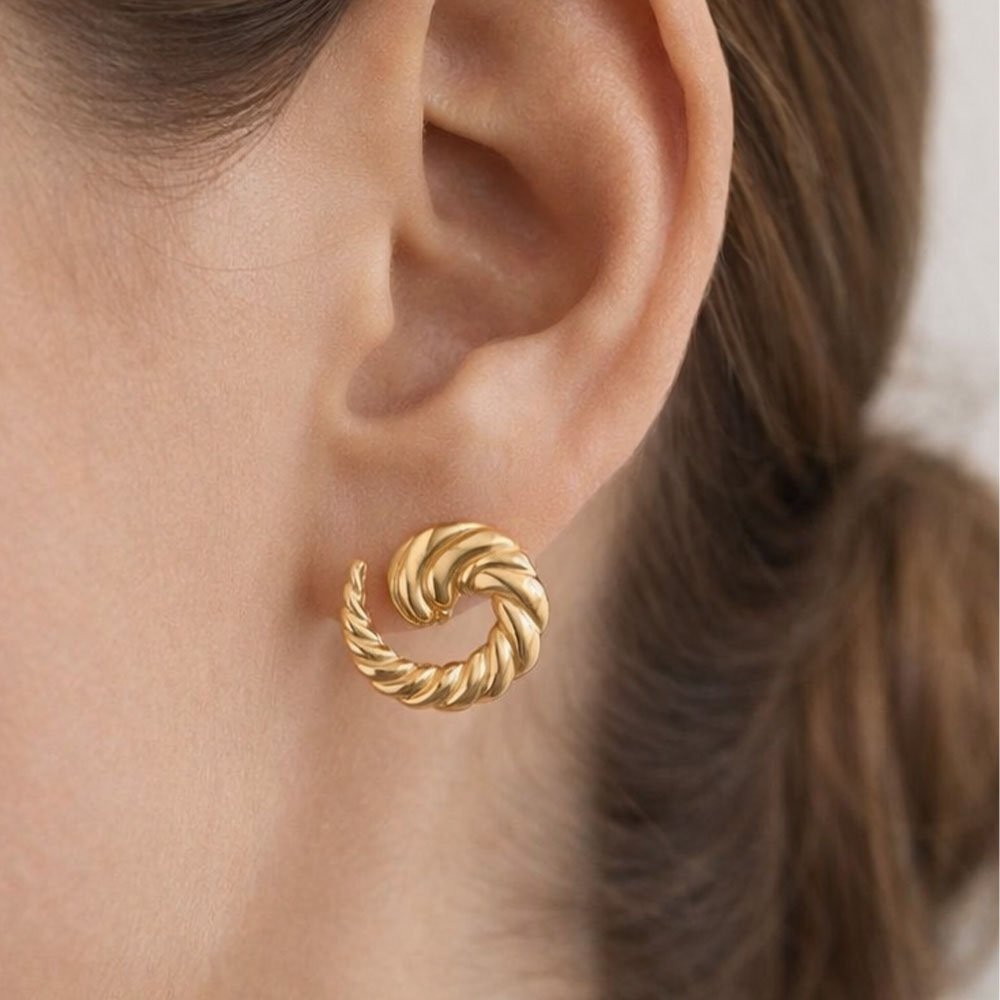 Coshe.gr -%wc_product_cat% Σκουλαρίκια Χρυσά Golden Spirals - Image 4