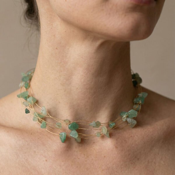 Alternative view of Κολιέ Χρυσό Choker Green Love