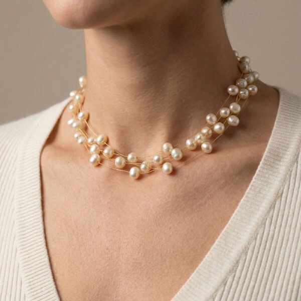 Alternative view of Κολιέ Χρυσό Choker Pearl