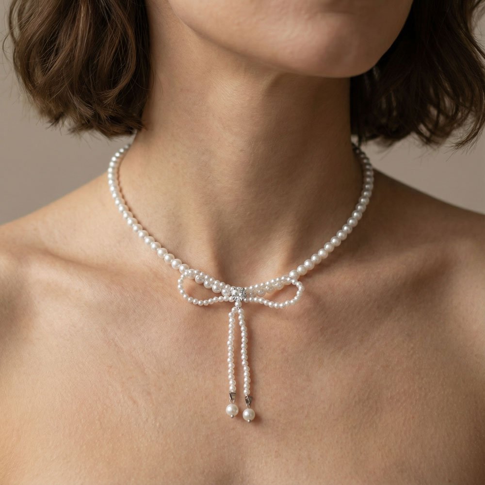 Coshe.gr -%wc_product_cat% Κολιέ Pearl Bow - Image 2