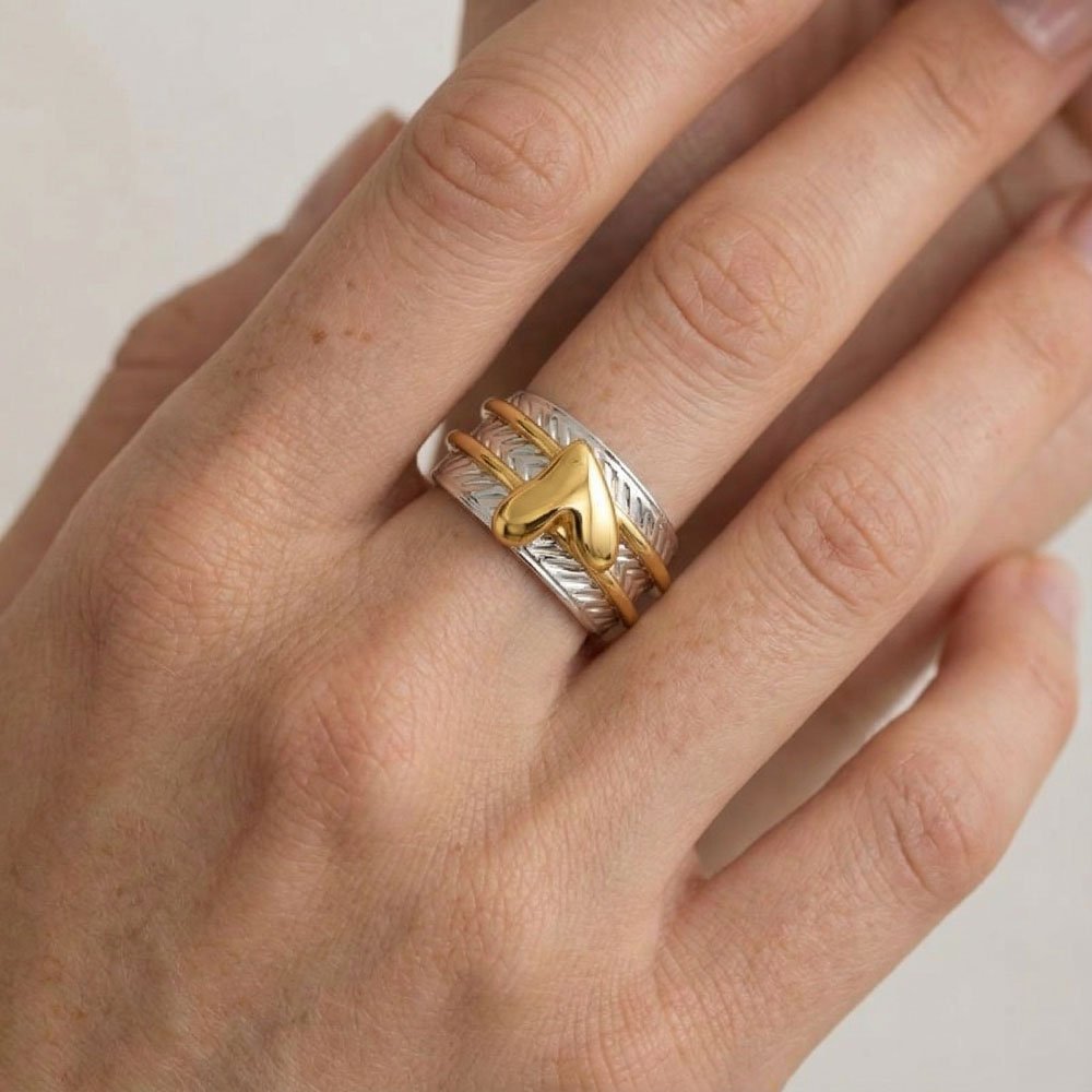 Coshe.gr -%wc_product_cat% Δαχτυλίδι Ασημένιο-Χρυσό Amora Silver - Image 2